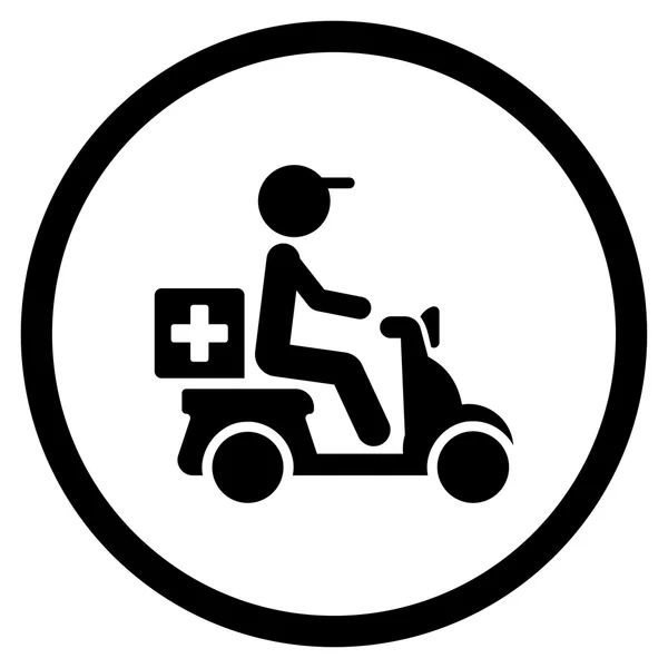Icono redondeado de entrega de motocicleta farmacéutica — Vector de stock