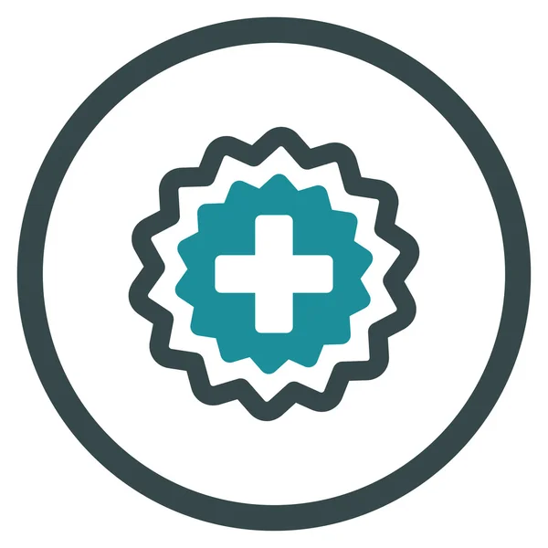 Cruz médica sello redondeado icono — Vector de stock