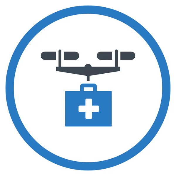 Medicin luft Drone leverans inringad ikon — Stock vektor