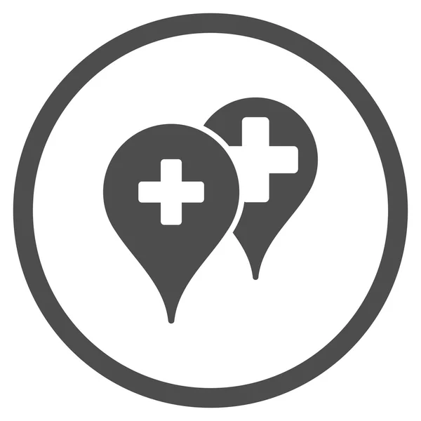 Medyczny mapa znaczników krążyły ikona — Wektor stockowy