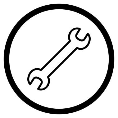 Yuvarlak kontur İngiliz anahtarı simgesini