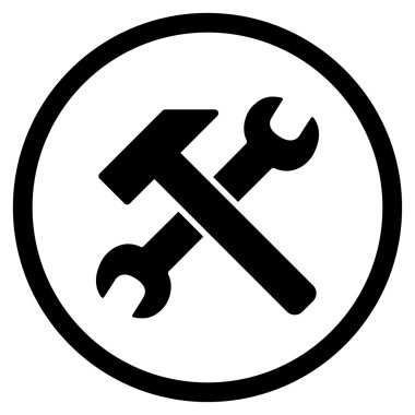 Çekiç ve anahtar yuvarlak simgesine