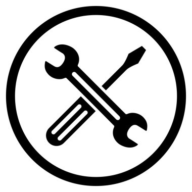 Somun anahtarı ve tornavida yuvarlak simge