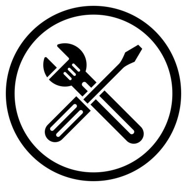 Somun anahtarı ve tornavida yuvarlak simge