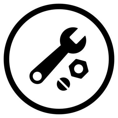 İngiliz anahtarı ve fındık yuvarlak simge