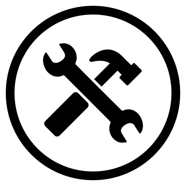 Круглая икона "Молот и ключ" — стоковое фото