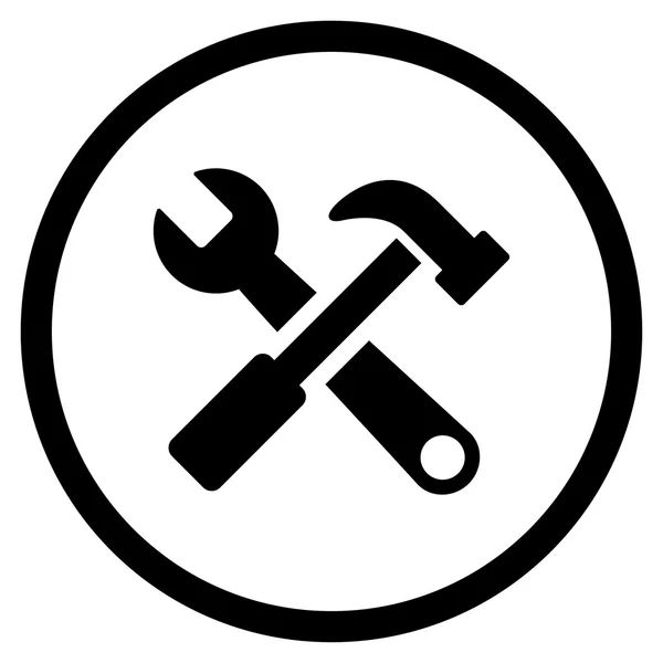 Hammer und Schraubenschlüssel runden Symbol — Stockfoto