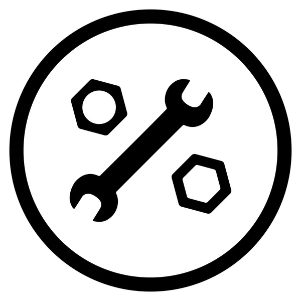 Schraubenschlüssel und Muttern rundes Symbol — Stockfoto