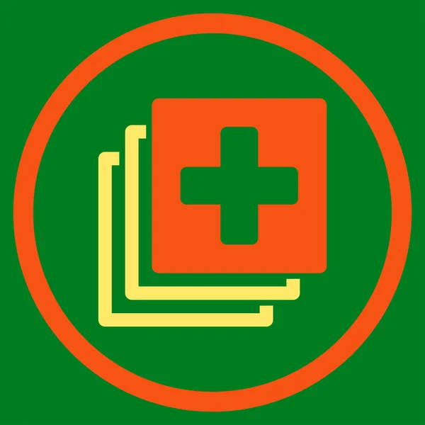 Medizinische Dokumente rundeten Symbol ab — Stockfoto