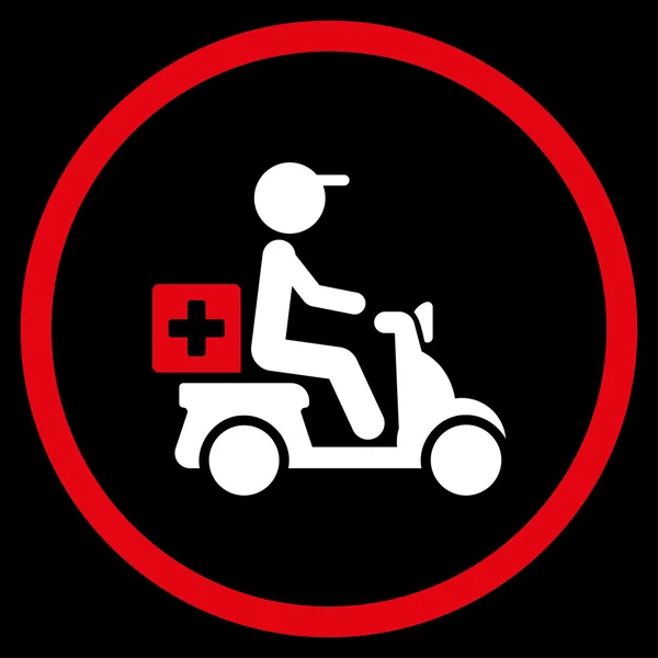 止痛药摩托车装运圆形的图标 — 图库照片