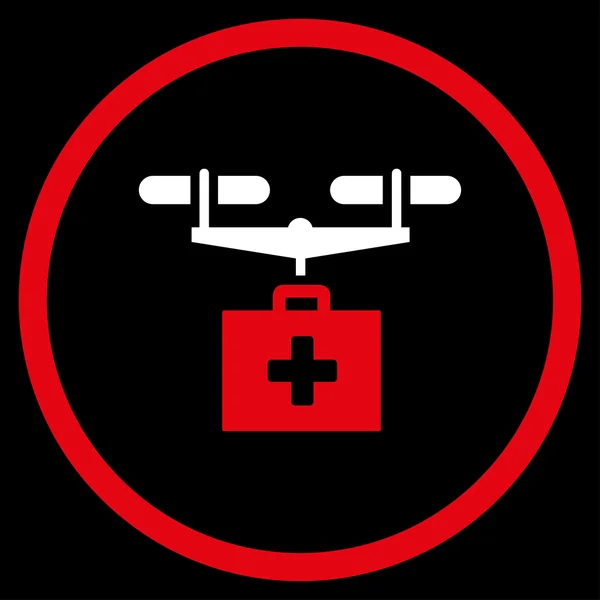 Medikamentenverabreichung per Drohne rundete Symbol ab — Stockfoto