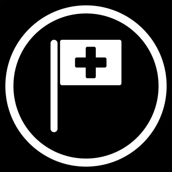 Kórházi zászló bekarikázott ikonra — Stock Fotó