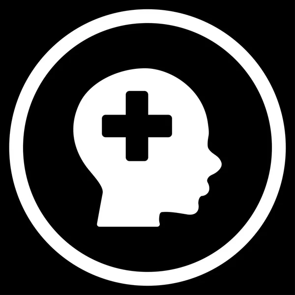 Gyógyszer fej bekarikázott ikon — Stock Fotó