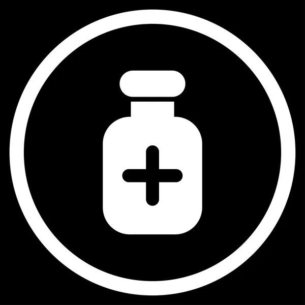 Medikace kontejner v kroužku ikona — Stock fotografie