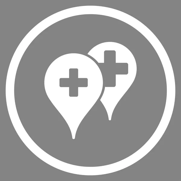 Medyczny mapa znacznikami zaokrąglana ikona — Zdjęcie stockowe