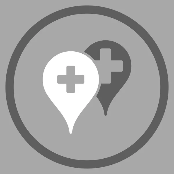 Zdravotní mapa značky v kroužku ikona — Stock fotografie