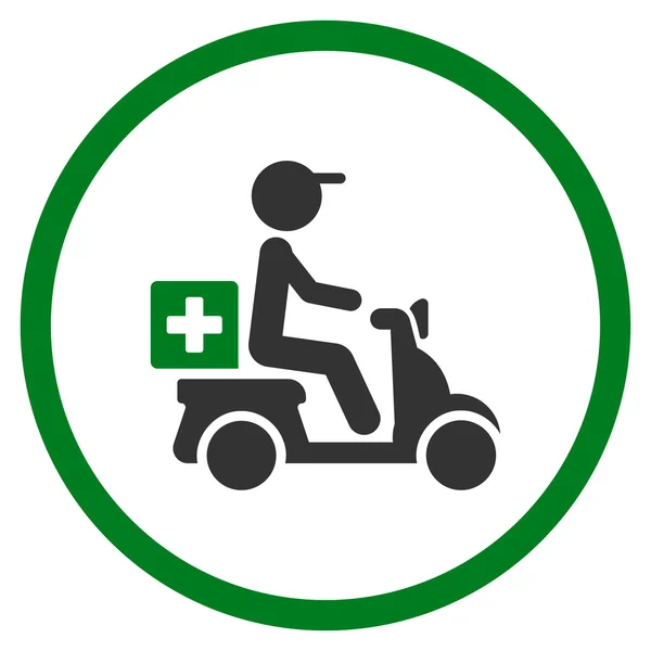 Lékárna na motocyklu dodání zaoblené ikona — Stock fotografie