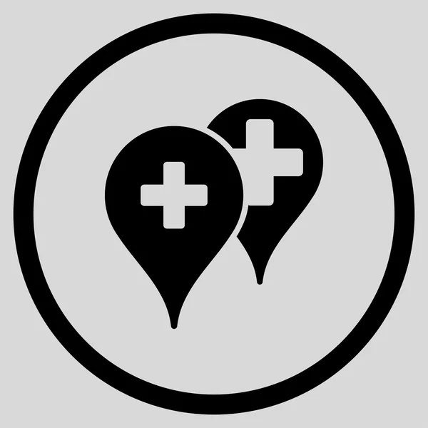Medyczny mapa znaczników krążyły ikona — Zdjęcie stockowe