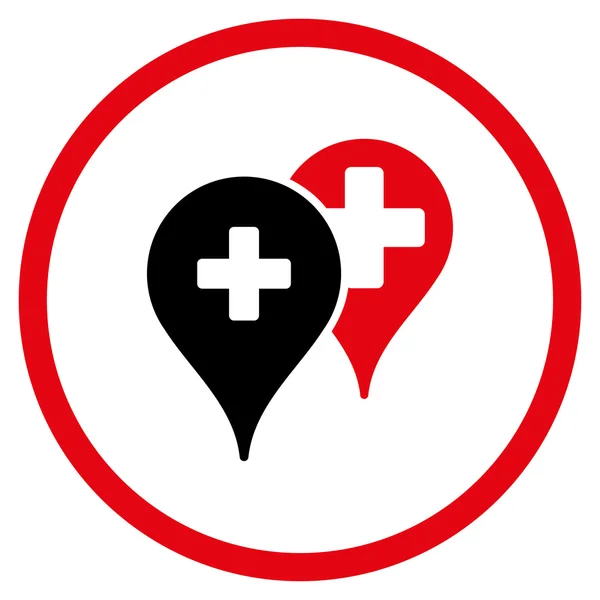 Orvosi Térkép markerek bekarikázott ikonra — Stock Fotó