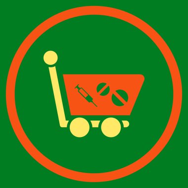 Alışveriş sepeti ilaç simgesi yuvarlak