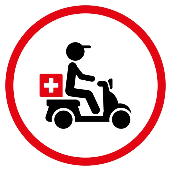 Médecine livraison de moto rond Icône — Image vectorielle