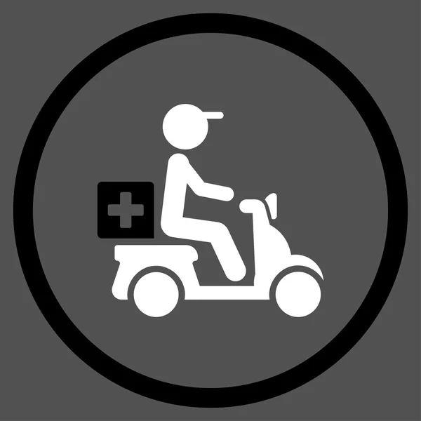 Terapi motorcykel sändning inringad ikon — Stock vektor