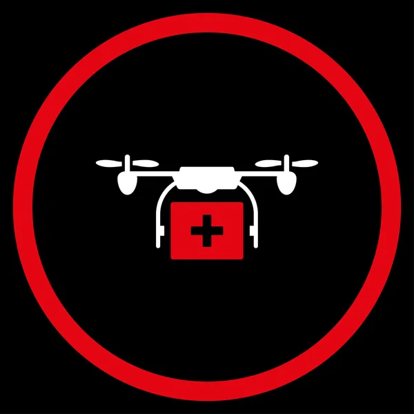 Orvosi Drone szállítás bekarikázott ikon — Stock Vector