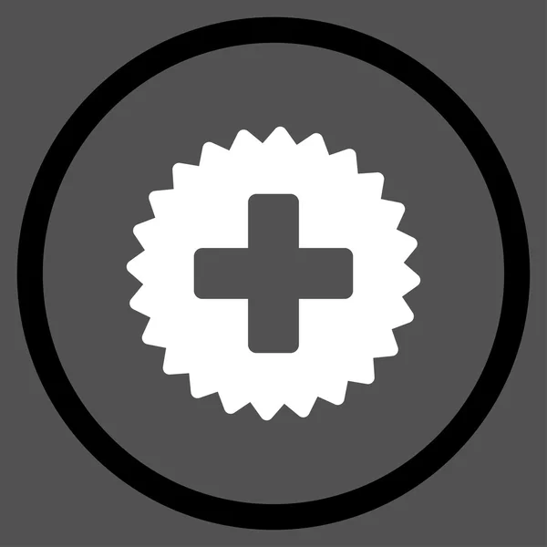 Icône arrondie de timbre de médecine — Image vectorielle