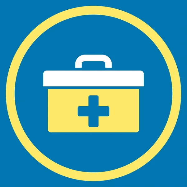Icono circular de caja de herramientas de primeros auxilios — Vector de stock