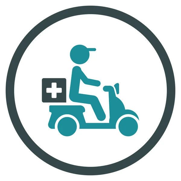 Icono circular de entrega de motos analgésicas — Archivo Imágenes Vectoriales