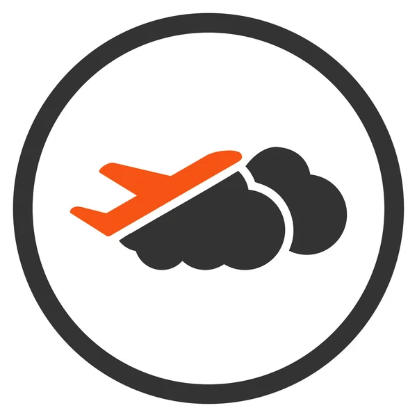 Airplane Over Clouds Rounded Icon — Stock Photo, Image