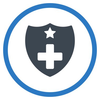 Tıbbi Sigorta kalkan daire içinde kutsal kişilerin resmi