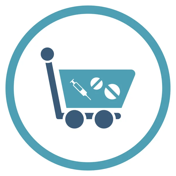 Medication Shopping Cart Circled Icon — Stock Vector