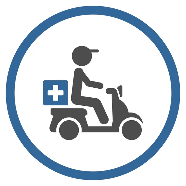 Medicin motorcykel leverans rundade ikonen — Stock vektor