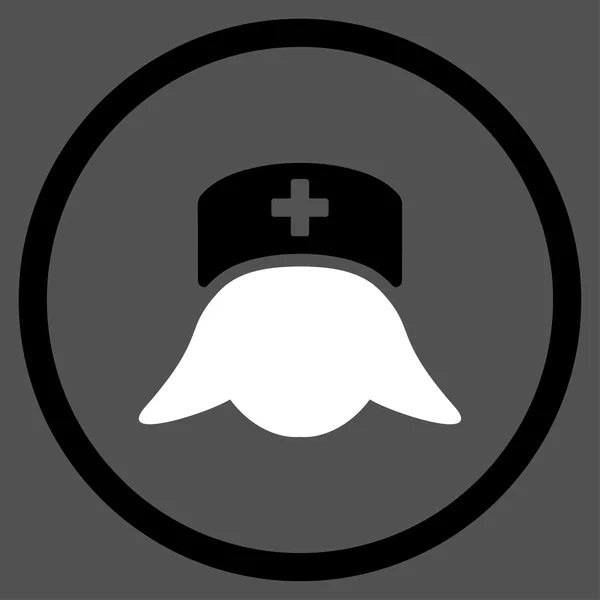 Nemocniční sestra hlavu v kroužku ikona — Stockový vektor