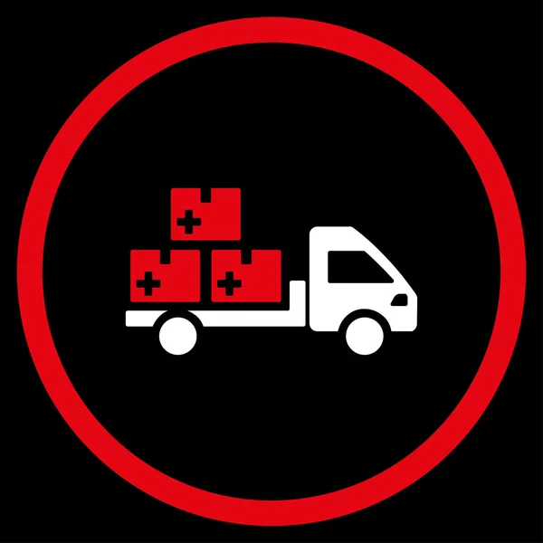 Afgeronde pictogram van medicatie zending — Stockvector