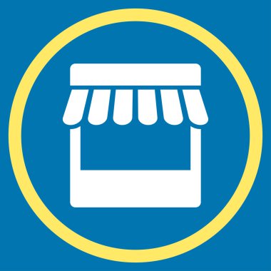 Mağaza cephe daire içinde kutsal kişilerin resmi