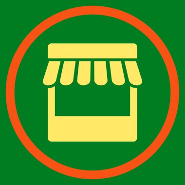 Mağaza cephe daire içinde kutsal kişilerin resmi