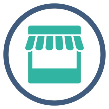 Mağaza cephe daire içinde kutsal kişilerin resmi