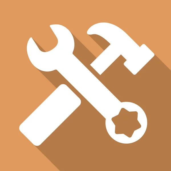 Hammer And Wrench Long Shadow Square Icon — Stock Photo, Image