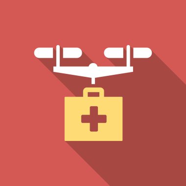 Uzun gölge ile uyuşturucu uçağı teslim düz kare simgesi