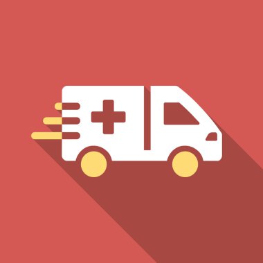 Acil araba düz kare simgesini uzun gölge ile