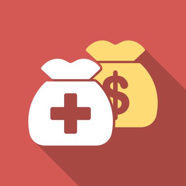 Uzun gölge ile sağlık bakım fon düz kare simgesi