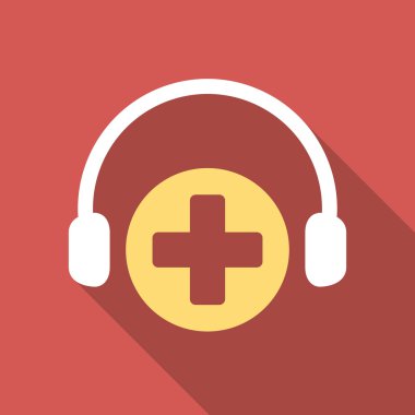 Uzun gölge ile hastane arama hizmeti düz kare simgesi