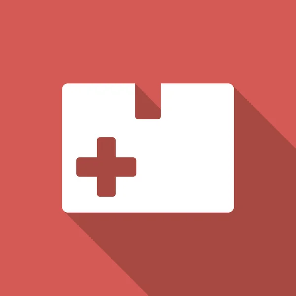 Boîte médicale Icône carrée plate avec ombre longue — Image vectorielle