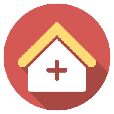 Düz yuvarlak simge uzun gölge ile klinik