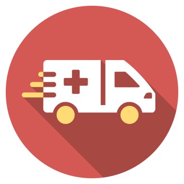 Acil araba düz yuvarlak uzun gölge simgesiyle