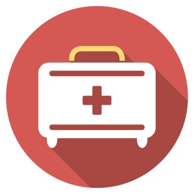 İlkyardım araç düz yuvarlak uzun gölge simgesiyle