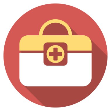 Doktor durumda düz yuvarlak uzun gölge simgesiyle