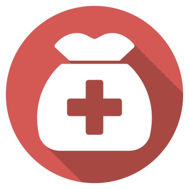 Düz yuvarlak simge uzun gölge ile tıbbi sermaye